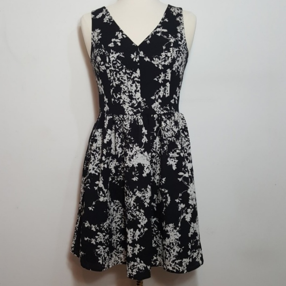 Mac+Jac Black & White Floral A-line Dress Medium